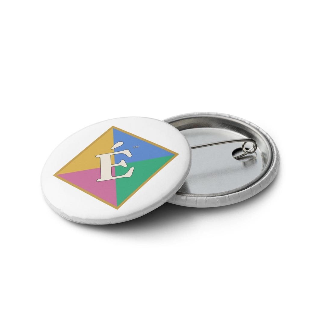 Set of five pin buttons showing the four Enfiaré quadrants and the complete diamond emblem.