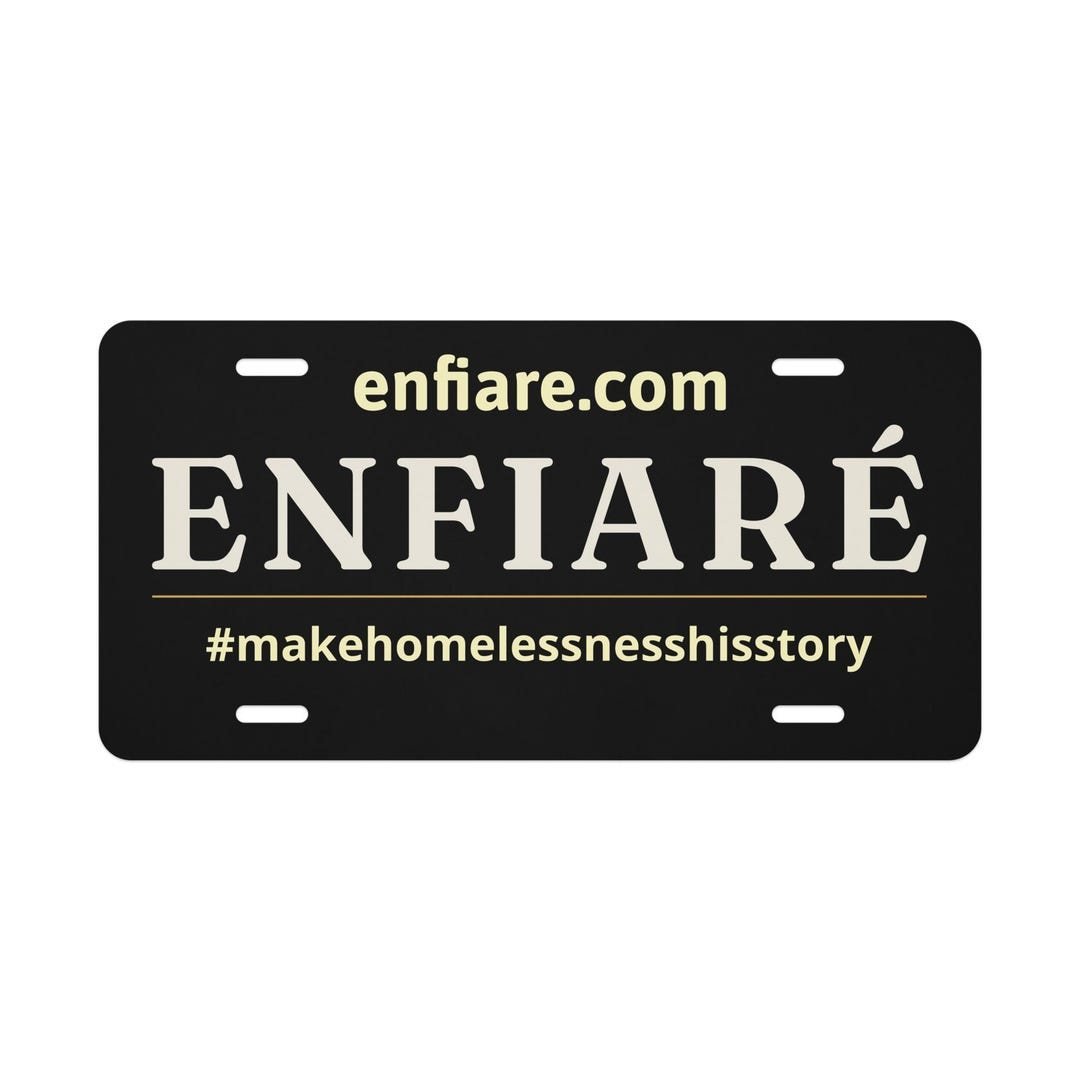 Aluminum vanity license plate printed edge to edge with the Enfiaré diamond emblem.